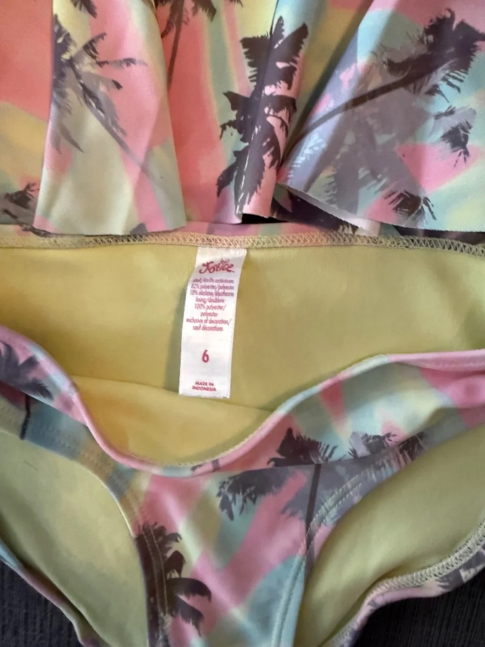 Girls Justice 2 piece swim suit palm trees
